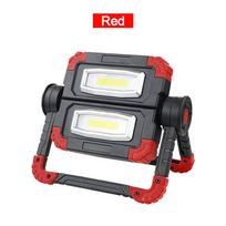 20 W 2 * COB LED nešiojamasis prožektorius, sulankstomas sukamasis LED vandeniui atsparus darbinis žibintas, naudokite 4 * AA bateriją stovyklavimui taisyti Red black