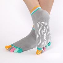 1Pairs Women Yoga Socks Non-Slip Grips Cotton Pilates Socks Ladies Ballet Dance Sports Socks For Yoga Fitness Workout