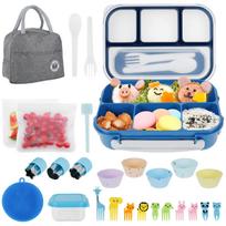 27Pcs Lunch Box 1300ml Microwave Food Container Bento Box Storage Bag Sauce Box Spoon Fruit Fork For Kids Adults Picnic Thermos rožinė