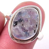 Natural Rainbow Moon Stone Gemstone Handmade 925 Sterling Silver Ring S.7 i9F05 gray