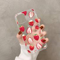 Peach strawberry Phone Case for iPhone 11 12 13 mini pro XS MAX 8 7 6 6S Plus X 5S SE 2020 XR case 13 Pro Max gray