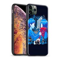 Eren x Mikasa Bond AOT Art Glass Soft Silicone Phone Case Cover Shell for iPhone SE 6s 7 8 Plus X XR XS 11 12 13 Mini Pro Max iPhone 13Pro MAX&Soft Silicone case blue