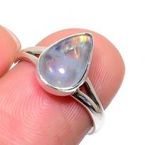 Natural Rainbow Moon Stone Gemstone 925 Sterling Silver Jewelry Ring S.6.5 j7Y66 gray