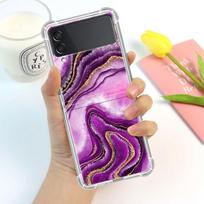 Luxury Case For Samsung Galaxy Z Flip 3 4 5G Funda Z Flip3 Clear PC Hard Shockproof Back Phone Coque Shell Marble Samsung Z Flip