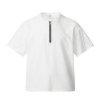 Half Zip Cardigan Round Neck Short Sleeved T-shirt Trendy Men's Summer Solid Color Loose and Versatile Casual Quarter Sleeves XL šviesiai pilka spalva
