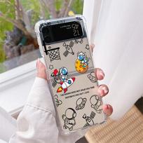 Astronauts Cosmonaut Cute Luxury Case For Samsung Galaxy Z Flip 3 4 5G Funda Z Flip3 Clear PC Hard Shockproof Back Phone Coque Samsung Z Flip4 5G gray