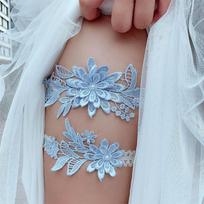 Sexy Fashion Lingerie Wedding Garter Belt Bride Cosplay Party Accessories Bowknot Flower Lace Elastic Leg Ring Bridal Leg Garter gray