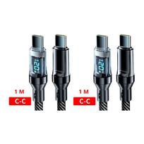 120 W 6A USB tipo C iki C tipo kabelis Greito įkrovimo USB USB C duomenų kabelis su LED ekranu, skirtas Xiaomi Samsung Huawei 1M-2pcs