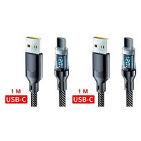 120 W 6A USB tipo C iki C tipo kabelis Greito įkrovimo USB USB C duomenų kabelis su LED ekranu, skirtas Xiaomi Samsung Huawei 1M-2pcs