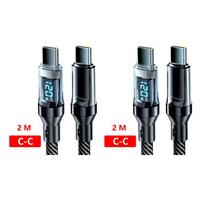 120 W 6A USB tipo C iki C tipo kabelis Greito įkrovimo USB USB C duomenų kabelis su LED ekranu, skirtas Xiaomi Samsung Huawei 2M-2pcs