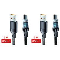 120 W 6A USB tipo C iki C tipo kabelis Greito įkrovimo USB USB C duomenų kabelis su LED ekranu, skirtas Xiaomi Samsung Huawei 2M-2pcs