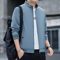 Men's Spring and Autumn Standing Collar Jacket Plus Size Business Casual Jacket Office Jacket XS gray