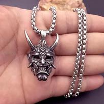 Ghost Mask, Horror Gift, Halloween Necklace Jewelry, Men's Necklace, Hip Hop Necklace, Men's Necklace 60CM black