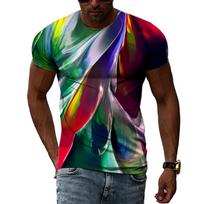Men's Hip-hop Graffiti Print 3D T-shirt Personality Fashion Street Round Neck Tops Casual Handsome Pattern Short-sleeve Tees 6XL blue