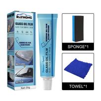 Stain Remover for Car Glass,Window Glass Polishing Removes Grease,Adhesive Residue and Much More with Car Special Sponge + Microfiber Polishing Cloth 10.7*2.9*2.9cm,30g blue
