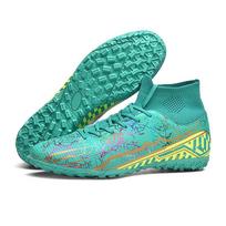 Football Shoes Youth Adult New Quality Shock Absorption Anti-skid and Wear-resistant High Top Short Spike Outdoor Football Shoes and Sports Shoes 35 žalsvai mėlyna