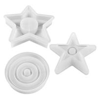 Star Round Candlestick Silicone Mold Candle Holder Tray Gypsum Resin Mold Handmade Candle Holder Mold Decoration white