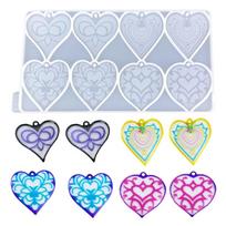 Beautiful Earrings Necklaces Keychains Pendant Mold Flexible Heart Shape Pendant Silicone Mold for Jewelry Studios white