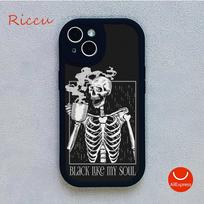 Grim Reaper Skull Skeleton Moblie Phone Case for Iphone 15 promax 12 13 pro 14 Pro  mini plus Lambskin Protective black Covers iphone 15 plus gray