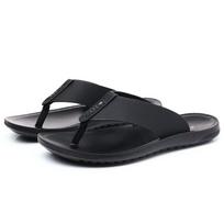 Fashion Leather Flip Flops Men Slippers Home Sandals Pu Leather Light Men Summer Shoes Sandalias Comfort Beach Sandals Outdoor 38 juoda