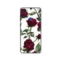 Black tpu Case For Samsung Galaxy A50 50S A30S A10 A01 A11 A21S A31 A41 A51 A71 M21 M30S S10 LITE Red butterfly on Roses flower Samsung A01