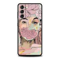 Paris Art mėlynas drugelis mergaitės gėlė telefono dėklas, skirtas Samsung Galaxy S23 S22 S21 S20 FE Ultra 5G S10 S10E S9 S8 Plus 10 20 dangtelis Samsung S23 beige