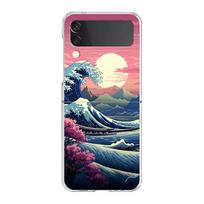 Telefono dėklas Samsung Z Flip 3 4 5 sulankstomam, kietas PC apvalkalas Galaxy Z Flip 3 5, skaidrus viršelis, Japonija, Didžioji Kanagavos banga Galaxy Z Flip 3