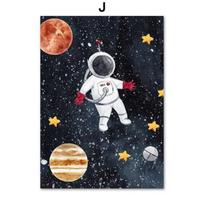 1vnt Sienos Menas Drobė Tapyba Karikatūra Astronautas Interjero Paveikslai Svetainė Namų dekoras Erdvė Skaičiai Raidės Darželis Be rėmelio 21*30cm No Frame black