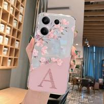 Angliška raidė AZ gėlių raštais minkštas skaidrus silicio telefono dėklas, skirtas Samsung Galaxy Xiaomi Redmi Note 13 Pro fotoaparato smūgiams atsparus apsauginis dangtelis Samsung Galaxy S23 Ultra