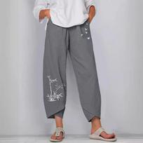 Baggy Pants Women Korean Fashion Elastic Waist Cotton Loose Casual Ankle Trousers Streetwear High Waist Summer Women's Pants L