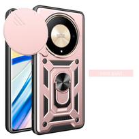 Armor Case for Honor Magic 6 Lite Magic 5 4 X9b X8b X7b X9a X8a X7a X9 X8 5G X7 X5 Plus Cover Lens Protection Ring Business Full Protection Cover Honor X8b rožinio aukso spalvos
