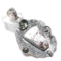Laukinis Arklys, Peridoto Brangakmenis Rankų Darbo 925 Sterlinginio Sidabro Pakabukas 2.44  r7E04 white