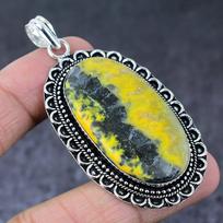 Bumblebee Jasper Gemstone Handmade 925 Sterling Silver Gift Pendant 2.68  i2i13 yellow