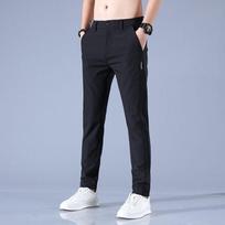 Men'S Summer Ice Silk Casual Pants, Men'S Straight Tube Loose Elastic Thin Quick Drying Sports Breathable Pants 28 juoda