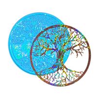 Life Tree Wall Hanging Silicone Mold DIY Wall Pendant Decorative Epoxy Resin Mold Holographic Coaster Desktop Ornaments A blue