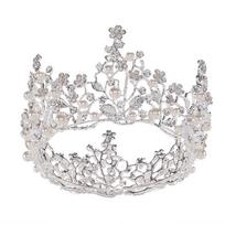Small fashion forest flower round crown bride wedding dress hair accessories model pageant headdress beige