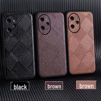 Genuine Leather Protective Case for Honor 90 Pro in Diamond Pattern Honor 100Pro kava