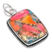 Spiny Oyster Gemstone Handmade 925 Sterling Silver Jewelry Pendant 2.21  C9y64 pink