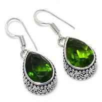 Peridot Gemstone Handmade 925 Sterling Silver Jewelry Earring 1.42  Q3n31 black