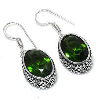 Peridot Gemstone Handmade 925 Sterling Silver Jewelry Earring 1.42  w5t78 black