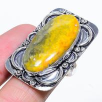 Bumblebee Jasper Gemstone 925 Sterling Silver Jewelry Ring Size 8.5 m9l53 yellow