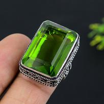 Peridot Gemstone Handmade 925 Sterling Silver Jewelry Ring Size 8 M6M65 green