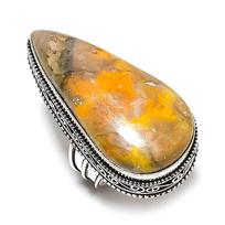 Bumblebee Jasper Gemstone Handmade 925 Sterling Silver Jewelry Ring Size 9 Y1Z28 orange