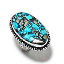 Spiny Oyster Gemstone Handmade 925 Sterling Silver Jewelry Ring Size 7 N2W28 blue