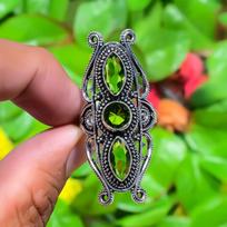 Natural Peridot Gemstone Handmade 925 Sterling Silver Gift Ring Size 8 U4s00 black