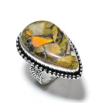 Natural Bumblebee Jasper Gemstone 925 Sterling Silver Gift Ring Size 9 r3A74 beige