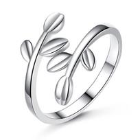 Open Tender Leaf Leaves Leaves Olive Branch Female Ring Open Mouth Female Personalized Index Finger Joint Silver Plated Ornament opening adjustable white