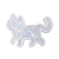 Cute Cat Shaped Silicone Molds DIY Handmade Crafts Holographic Resin Molds Keyring Earring Pendant Making Tool Durable 1 white