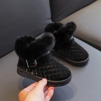 Vaikiški žieminiai originalūs sniego batai kūdikiams, minkšti, šilti medvilniniai batai su pliušiniais berniukais, mergaičių, vieno kailio zomšiniai batai princesės retro stiliaus batai 19 juoda