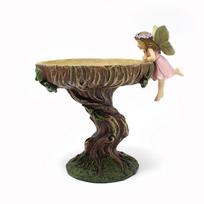 Angelų mergaičių sodo papuošalų dekoras Unikalios fėjų statulos Dervos fėjos lesina Brds lauko paukščių lesyklėlę 13X10.2X12.7cm beige